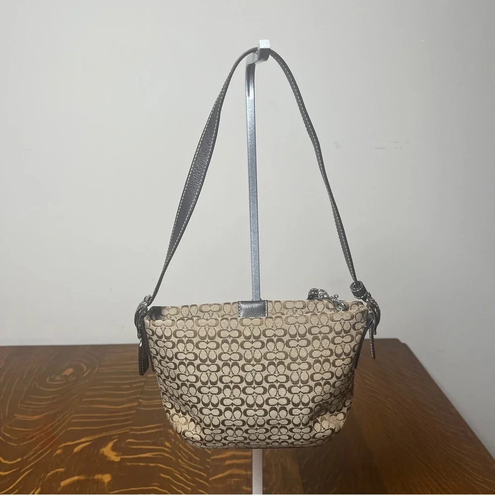 Coach Y2K Mini Phoebe Tan and Brown Signature C Canvas Shoulder Bag
